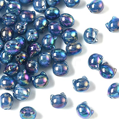 50Pcs UV Plating Opaque Acrylic Beads OACR-YW0003-10J-1