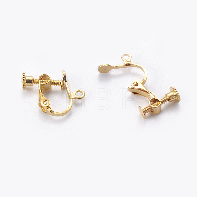 Racking Plated Brass Clip-on Earring Findings KK-P169-01G-1