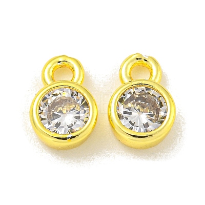 Brass Micro Pave Cubic Zirconia Charms KK-L075-017G-02-1