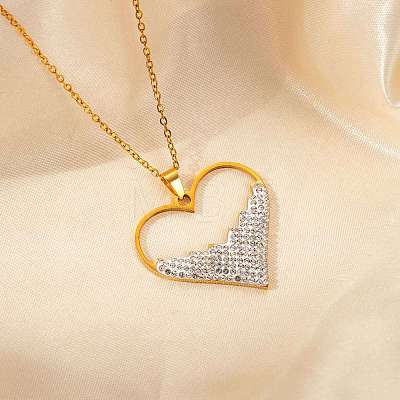 304 Stainless Steel Rhinestone Pendant Necklaces for Women FS-WGD5BB7-02-1