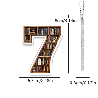 Acrylic 7 Numbers Shaped Book Shelf Pendant Decorations PW-WG11882-07-1