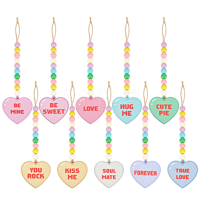 10Pcs Wood Hanging Ornaments HJEW-PH02492-1