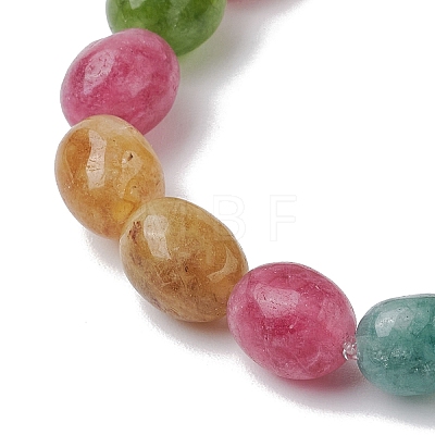 Dyed Natural Malaysia Jade Oval Beaded Stretch Bracelets for Women BJEW-JB11039-1