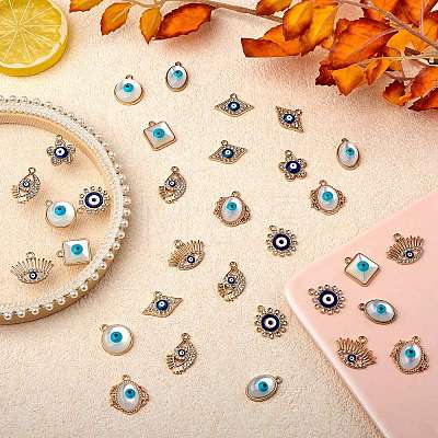 36Pcs 9 Style Alloy Enamel Pendants sgENAM-SZ0002-78-1