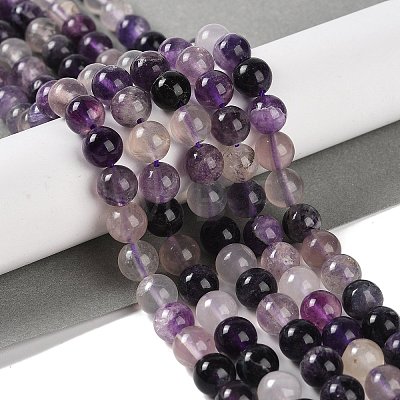 Natural Purple Fluorite Beads Strands G-P530-B08-03-1