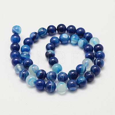 Natural Striped Agate/Banded Agate Bead Strands G-K155-B-8mm-02-1