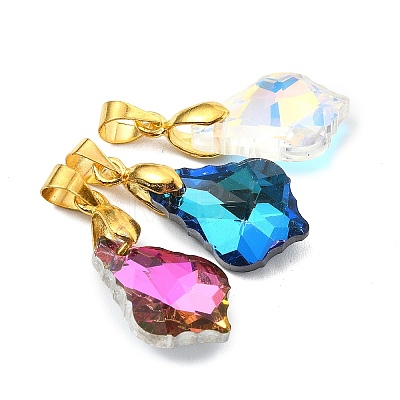 AB Color Plated Electroplate Glass Pendants PALLOY-JF05303-02-1