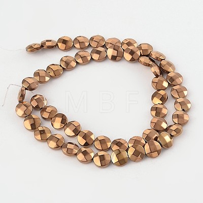 Electroplated Non-magnetic Synthetic Hematite Flat Round Bead Strands G-L368-06A-1