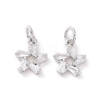 Star Brass Micro Pave Clear Cubic Zirconia Charms KK-G435-43P-1