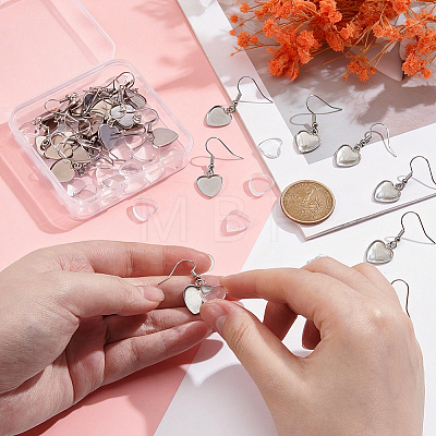 DIY 304 Stainless Steel Heart Dangle Earring Making Kits EJEW-UN0003-34-1
