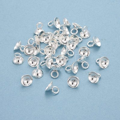 201 Stainless Steel Bead Cap Pendant Bails STAS-L244-27D-S-1