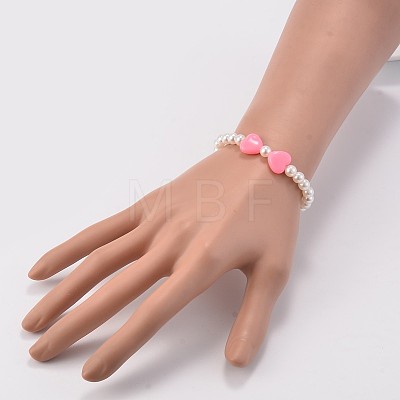 Imitation Pearl Acrylic Beaded Stretch Kids Bracelets BJEW-JB02071-1