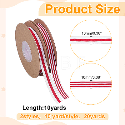 2 Rolls 2 Styles Polyester Striped Ribbon OCOR-ME0001-98-1