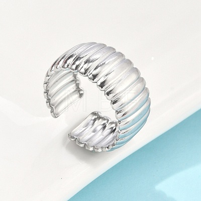 304 Stainless Steel Open Cuff Ring for Women RJEW-U014-05P-1