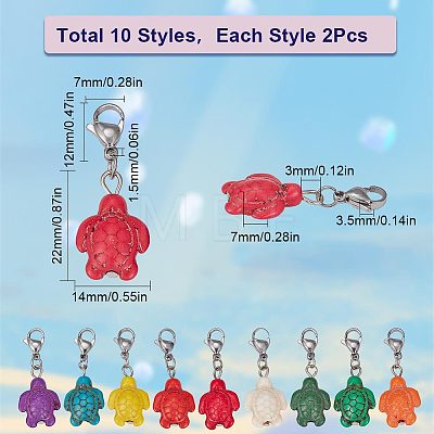Synthetic Turquoise Tortoise Locking Stitch Markers HJEW-SC0001-31-1