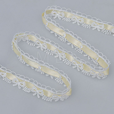 Milk Fiber Bowknot Embroidery Ribbon OCOR-WH0078-508D-1