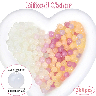 280Pcs Transparent Glass UV Reactive Beads DGLA-PA0001-10B-1