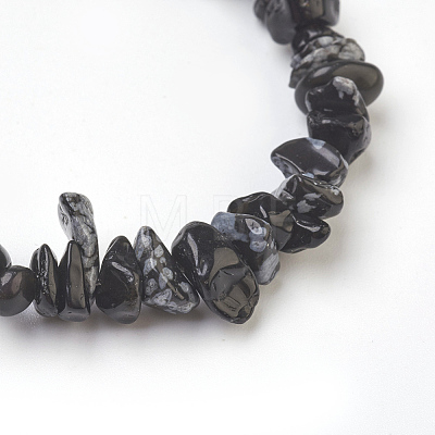 Natural Snowflake Obsidian Chip Beads Anklets AJEW-AN00229-04-1