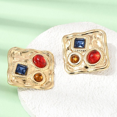 304 Stainless Steel Rhinestone Stud Earrings SA-CBAF6AD-26G-A-1