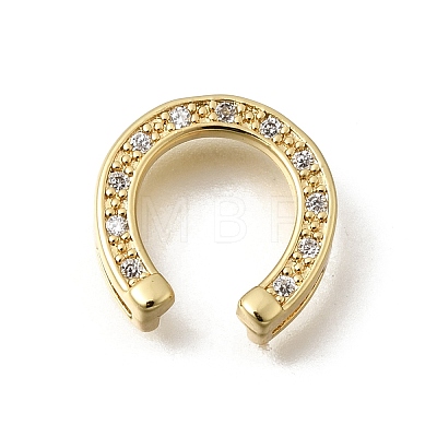 Brass Micro Pave Clear Cubic Zirconia Slide Charms KK-Z155-18G-1