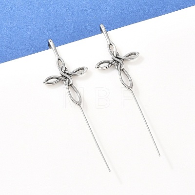 Viking Knot 316 Stainless Steel Ear Wrap Crawler Hook Earrings AJEW-C044-19AS-1