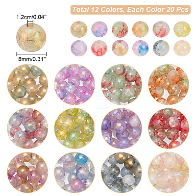 ARRICRAFT 240Pcs 12 Colors Baking Painted Crackle Glass Beads DGLA-AR0001-11-1