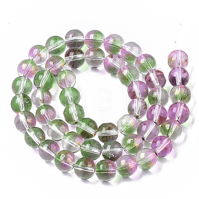 Transparent Spray Painted Glass Bead Strands GLAA-N035-03C-B01-1