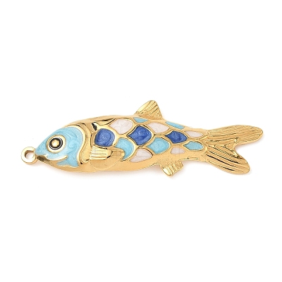 304 Stainless Steel Enamel Big Pendants STAS-L026-07G-01-1