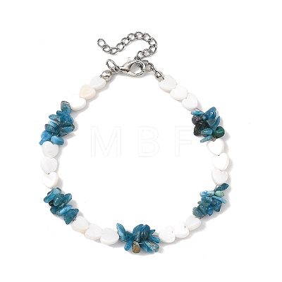 Natural Apatite & Freshwater Shell Beaded Bracelets for Women BJEW-JB13953-1