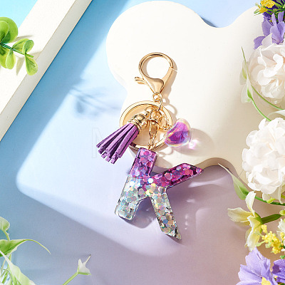 Alloy Resin Heart Keychains KEYC-TADJ0002-01G-K-1