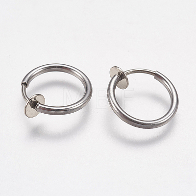 304 Stainless Steel Retractable Clip-on Hoop Earrings STAS-I097-078P-1
