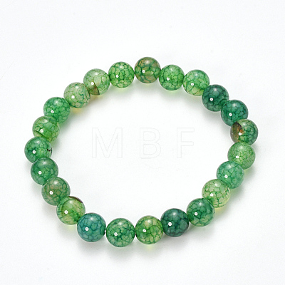 Natural Dragon Veins Agate Beaded Stretch Bracelets BJEW-Q692-02G-1
