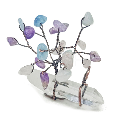 Natural Gemstone Chips Tree of Life Decorations PW-WG91658-06-1