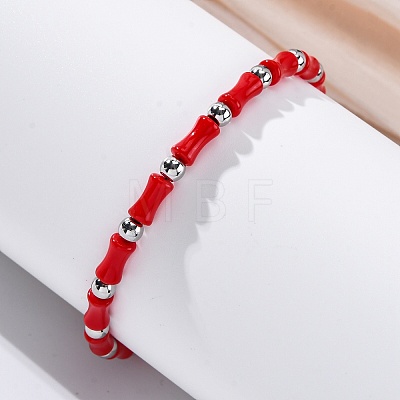 304 Stainless Steel Beaded Bracelets for Women BJEW-M056-04P-1