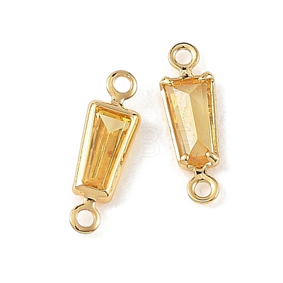 SHEGRACE Brass Pave Cubic Zirconia Trapezoid Connector Charms XGRQ2O758-444C-G-1