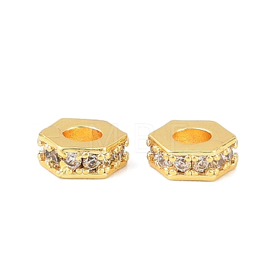 Brass Micro Pave Clear Cubic Zirconia European Beads KK-C142-11A-G-1