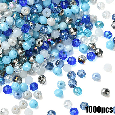1000Pcs 10 Colors Electroplate Transparent Glass Beads EGLA-YW0005-72B-1