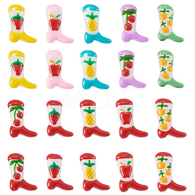 20Pcs 10 Styles Fruit Theme Boot Baking Paint Glass Enamel Beads LAMP-TA0002-78C-1