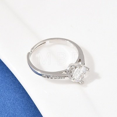 Brass Micro Pave Cubic Zirconia Finger Rings for Women RJEW-B153-01P-1