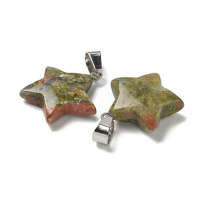 Natural Unakite Pendants G-B127-12P-12-1