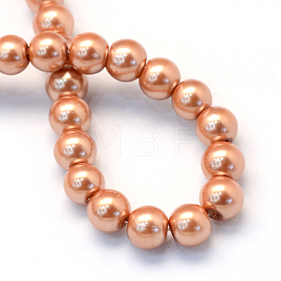 Baking Painted Pearlized Glass Pearl Round Bead Strands HY-Q003-4mm-50-1