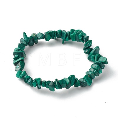 Natural Malachite Beads Stretch Bracelets for Children BJEW-JB06388-11-1