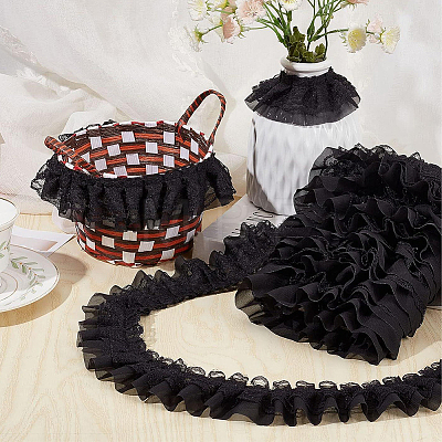 5M Double-Layer Pleated Polyester Chiffon Lace Trim OCOR-GF0006-69A-1