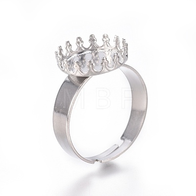 Non-Tarnish Adjustable 304 Stainless Steel Finger Rings Components LS-STAS-E474-50-1