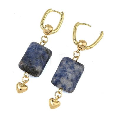 Natural White Jade & Blue Spot Jasper & Malaysia Jade & Black Onyx(Dyed & Heated) & Amethyst Beads Hoop Dangle Earrings EJEW-JE07320-1