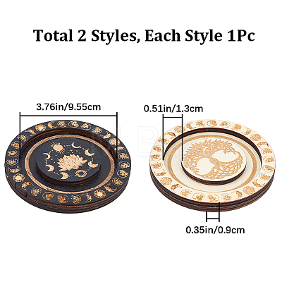 2Pcs 2 Colors Round Wood Bracelet Display Trays AJEW-CN0001-72-1