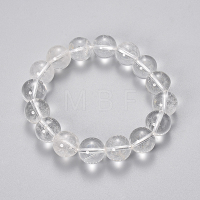 Natural Quartz Crystal Beaded Stretch Bracelets X-BJEW-Q692-46-8mm-1