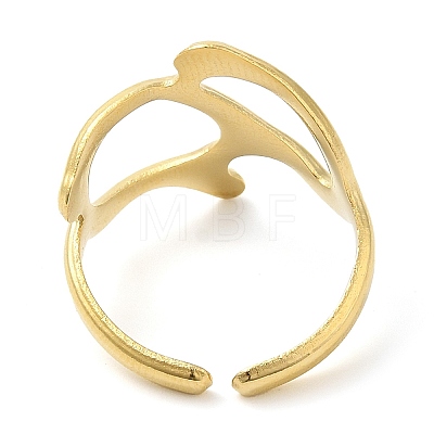 304 Stainless Steel Twist Hollow Open Cuff Ring for Women RJEW-I098-32G-1