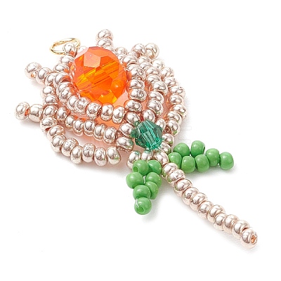 Beaded Tulip Charms PALLOY-MZ00449-03-1