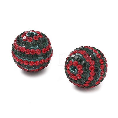 Christmas Theme Stripe Pattern Polymer Clay Rhinestone Beads CLAY-NH0001-01A-1